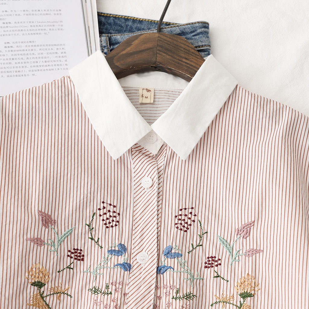 Áo Sơ Mi Cotton Trơn Tay Ngắn Thêu Hoa Thời Trang Mùa Hè Dành Cho Nữ 2022