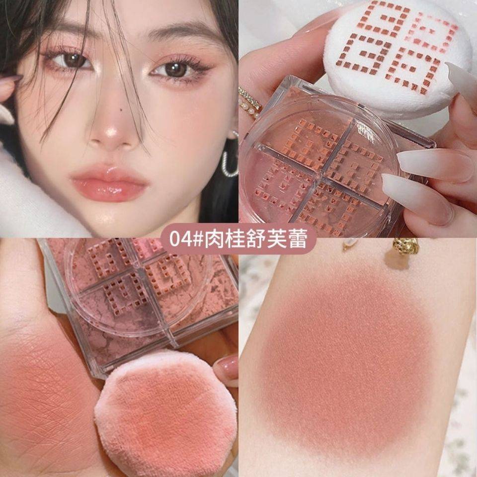 [Hàng mới về] Phấn má hồng 4 ô dễ lên màu trang điểm tự nhiên tươi tắn dễ thương | BigBuy360 - bigbuy360.vn
