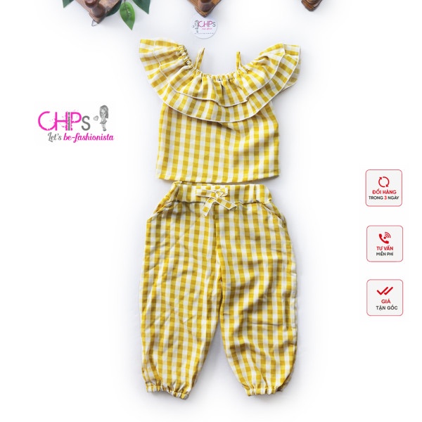 Sét Quần Bom Áo Trễ vai Tiểu Thư Xinh xắn Cho Bé Gái