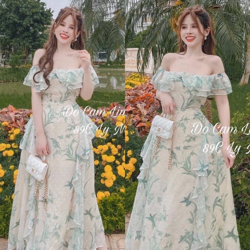 ĐẦM MAXI HOA BÈO BẸT VAI