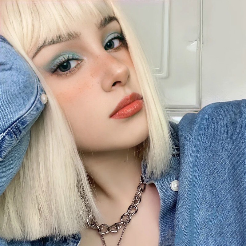 BOBO Bộ Tóc Giả Ngắn Mái Ngang Nhuộm Vàng Thời Trang Cho Nữ