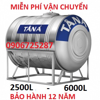 Bồn nước, téc nước nằm inox304 Tân á - bảo hành 15 năm 2500l-6000l