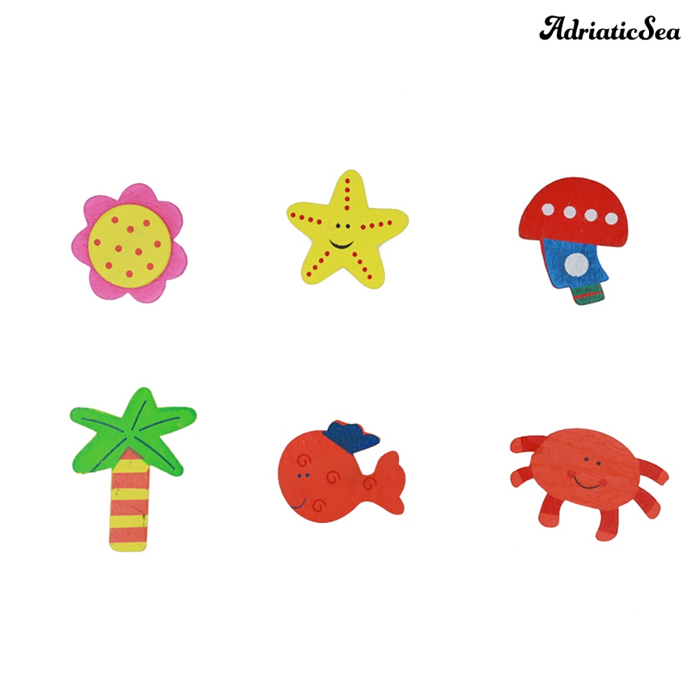 Set 12 miếng dán nam châm gắn tủ lạnh hình động vật hoạt hình bằng gỗ tiện dụng