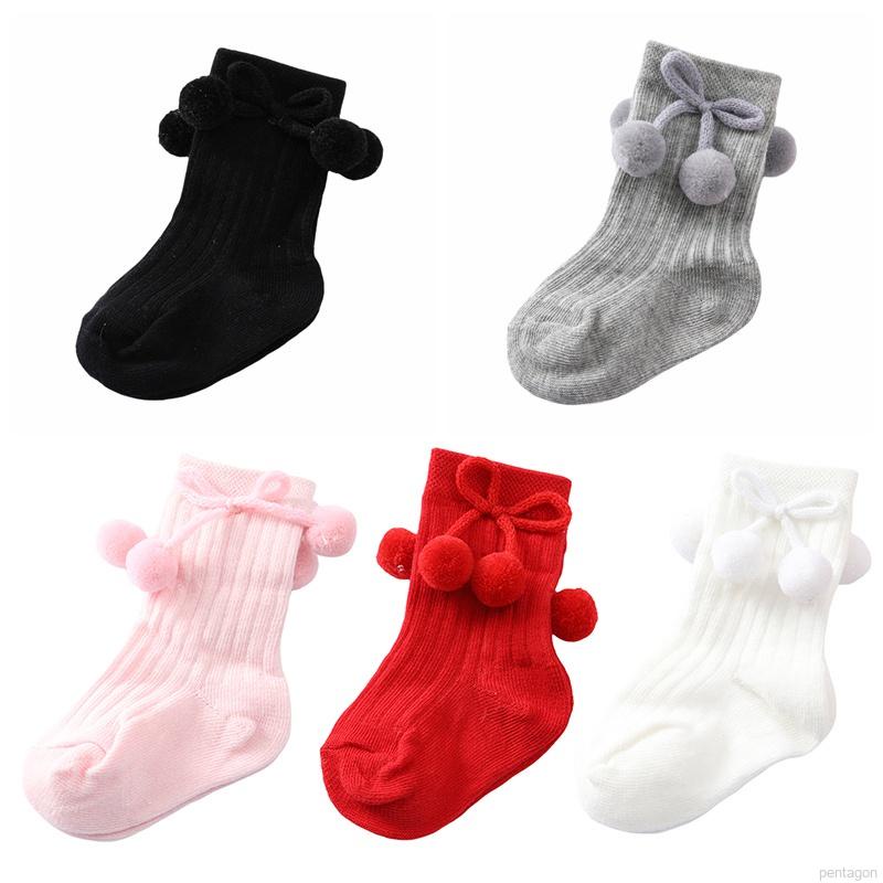 Vớ cotton dệt kim màu trơn đính nơ dễ thương cho bé sơ sinh chất lượng cao