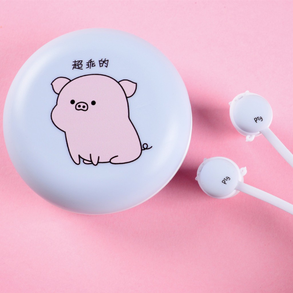Tai nghe Bella 925 hình heo ngộ nghĩnh có mic đàm thoại và hộp đựng chống rối