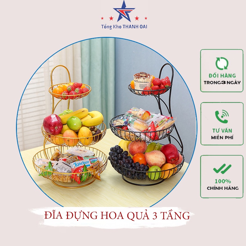 đĩa đựng hoa quả trái cây trang trí phòng khách phong cách châu Âu thiết kế nhiều tầng