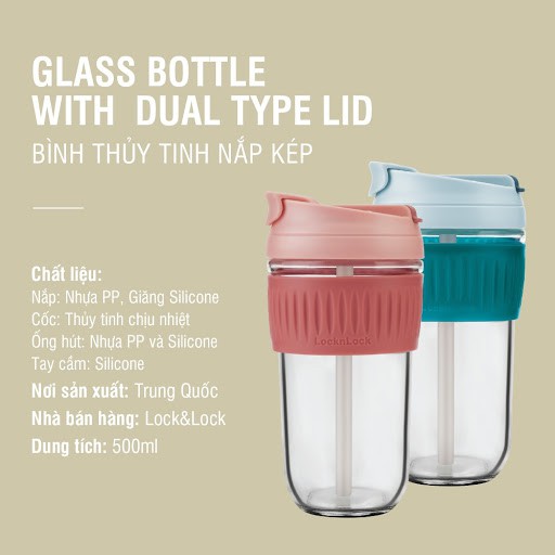 Cốc nước thủy tinh Lock&Lock Dual Glass Cup 500ml LLG699