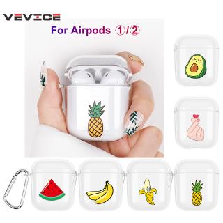 Vỏ Bảo Vệ Hộp Sạc Tai Nghe Apple Airpods Chất Liệu Pc Cứng Màu Trong Suốt Họa Tiết Trái Cây Hoạt Hình Dễ Thương
