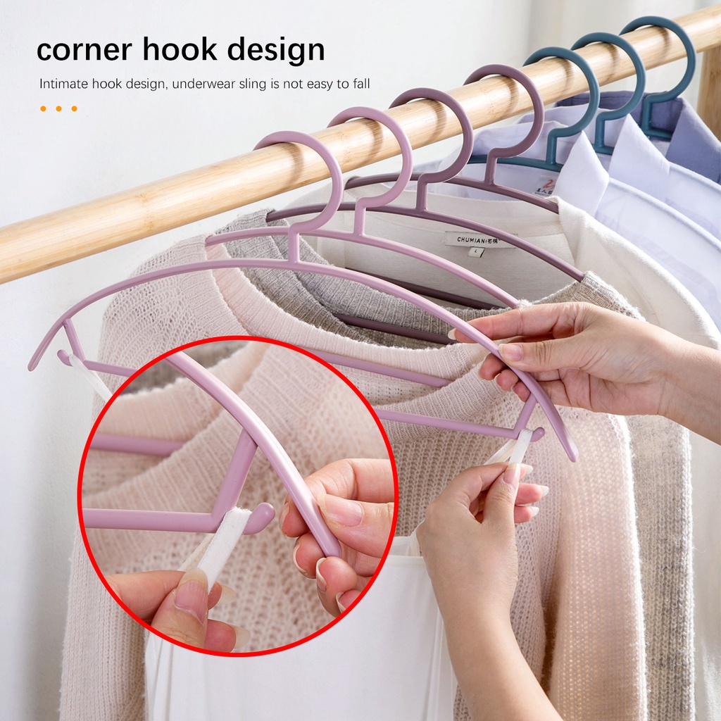 Set 5 móc treo quần áo Shepherd dày hình bán nguyệt chống trượt dùng trong nhà