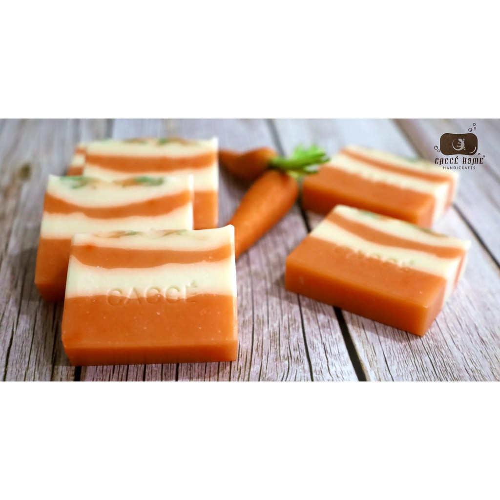 Xà phòng dưỡng ẩm từ Cà rốt làm dịu, dành cho da khô nhạy cảm tinh dầu cam Caccé Home