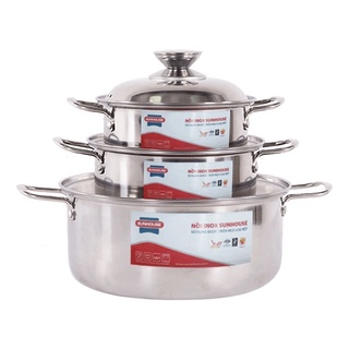 Bộ nồi inox 1 đáy sunhouse sh224-bao bì không đẹp