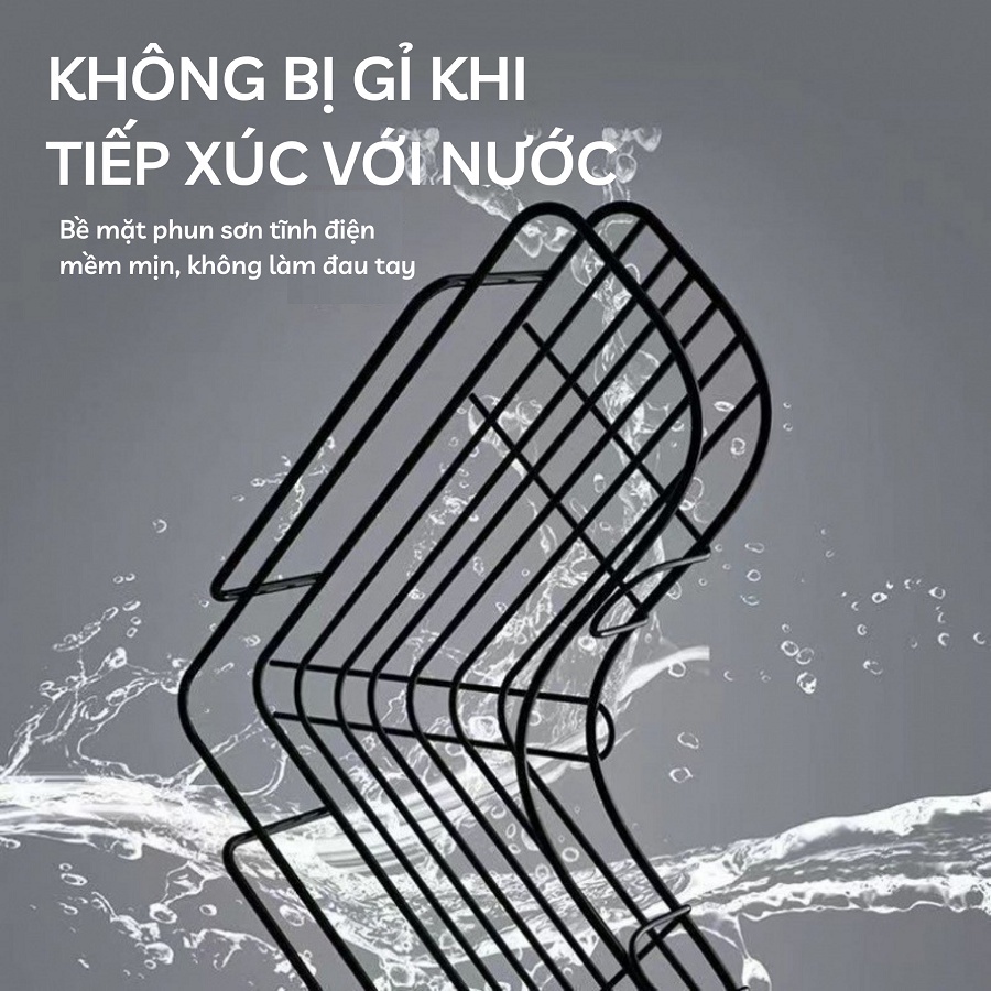 Kệ Góc Đựng Đồ Dán Tường Nhà Tắm Nhà Bếp Không Cần Khoan Đục Chất Liệu Thép Sơn Tĩnh Điện Siêu Bền Kèm Miếng Dán