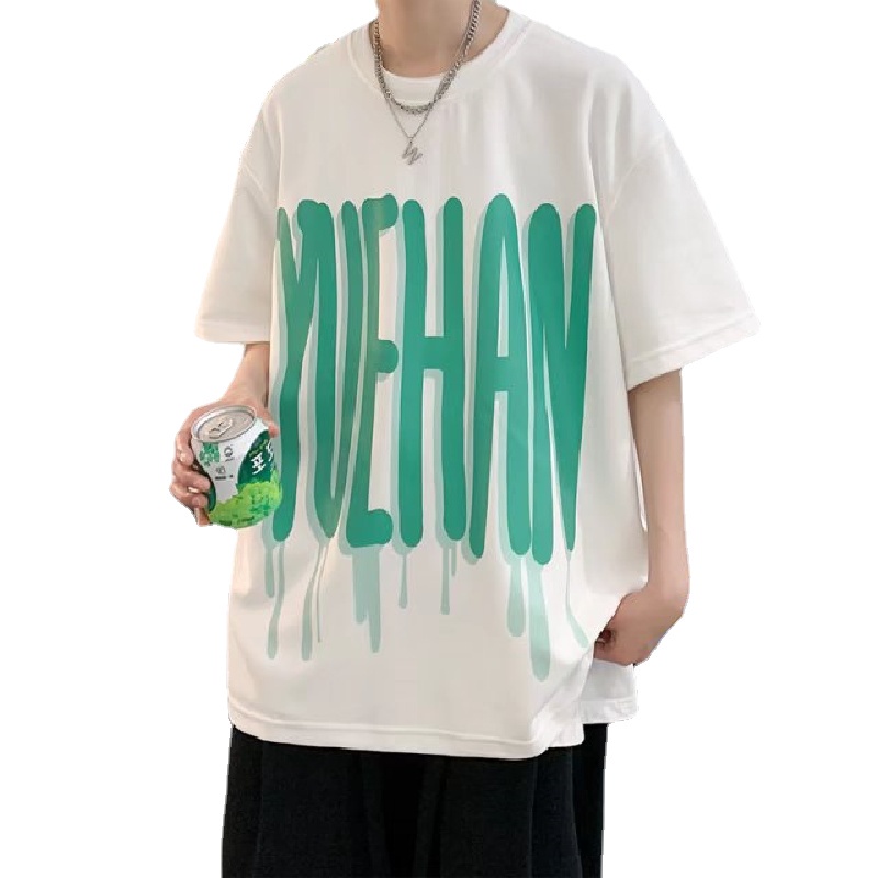 Áo Thun Tay Ngắn Dáng Rộng In Chữ Thời Trang Mùa Hè Cho Nam Và Nữ Size M-8XL