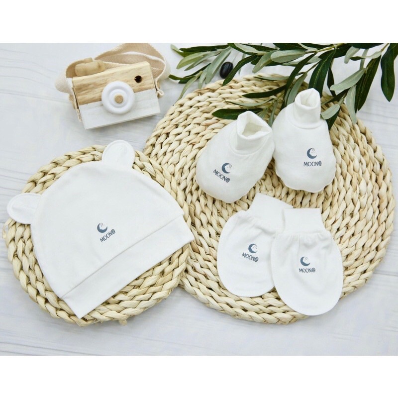 Set bộ nón sơ sinh Moon petit kèm bao tay chân