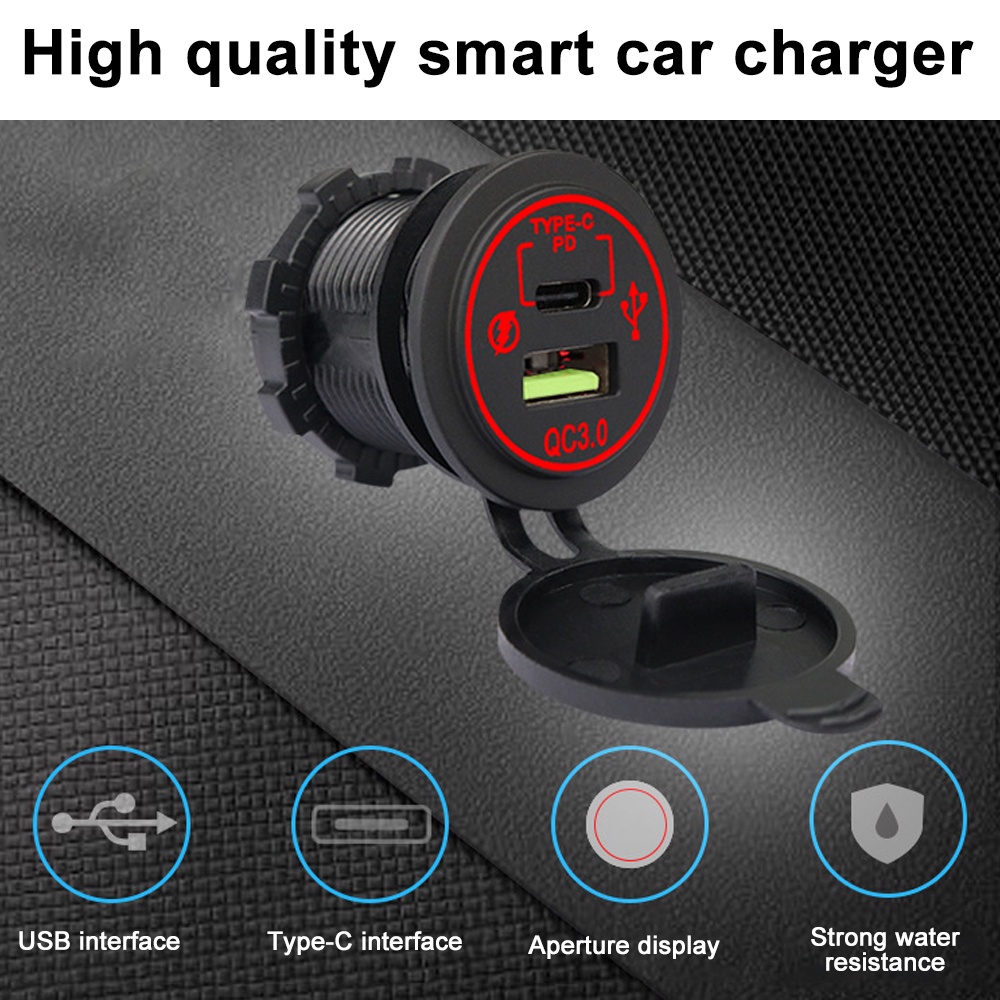 Tẩu sạc PECHAM QC3.0 USB PD Type C chống thấm nước dành cho xe hơi xe tải tàu thuyền xe máy