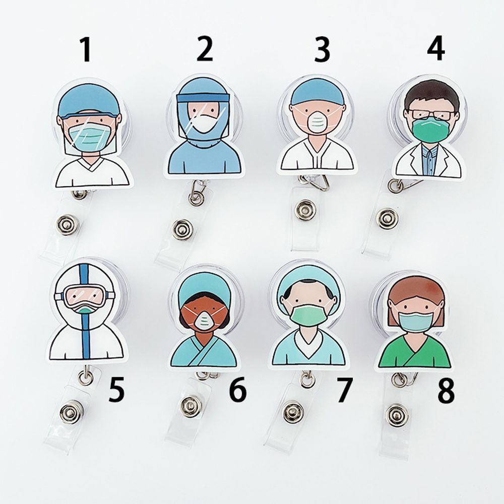 Dây đeo thẻ tên họa tiết hoạt hình dễ thương có thể thu gọn cho y tá/bác sĩ