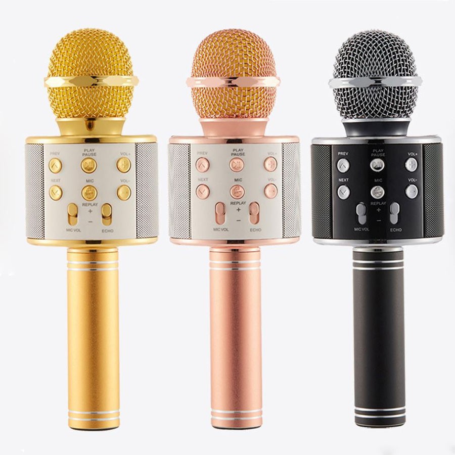 Míc hát karaoke (Xả Kho) Míc bluetooth WS-858 ĐA NĂNG 6 TRONG 1 HÁT KARAOKE, BẢO HÀNH 3 THÁNG