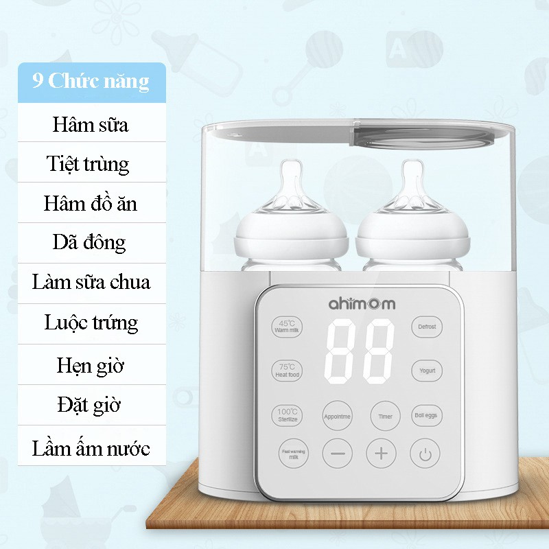 Máy hâm sữa Ahimom Duo Lux - máy hâm sữa đôi và tiệt trùng đa năng - Ahimom