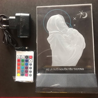 Tranh điện công giáo đèn led: Mẹ Bế Chúa (22x15cm)