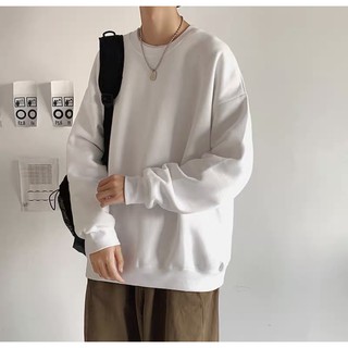 Sweater trắng trơn nỉ cotton ngoại (có ảnh thật) - LC
