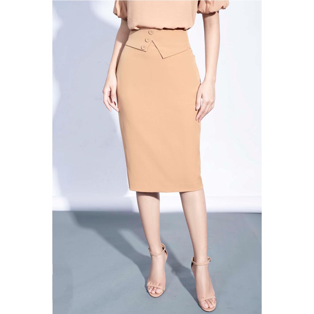 Chân váy bút chì, cạp lật vạt MMOutfit M-JU060421073