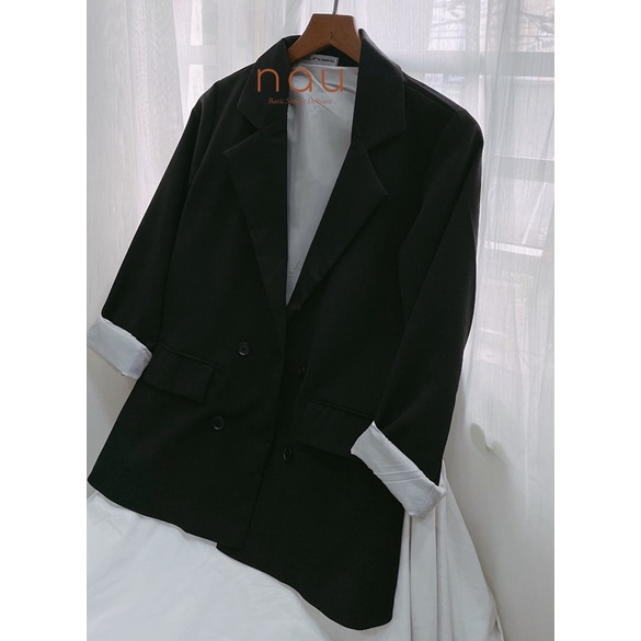 Áo blazer tay dài 2 lớp màu Xanh-Kem - Nâu - Đen
