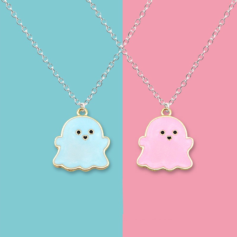 Vòng Cổ Choker Thiết Kế Hình Ma Màu Trắng/Đen/Xanh Dương Sáng Tạo Dễ Thương Thời Trang Dịp Halloween