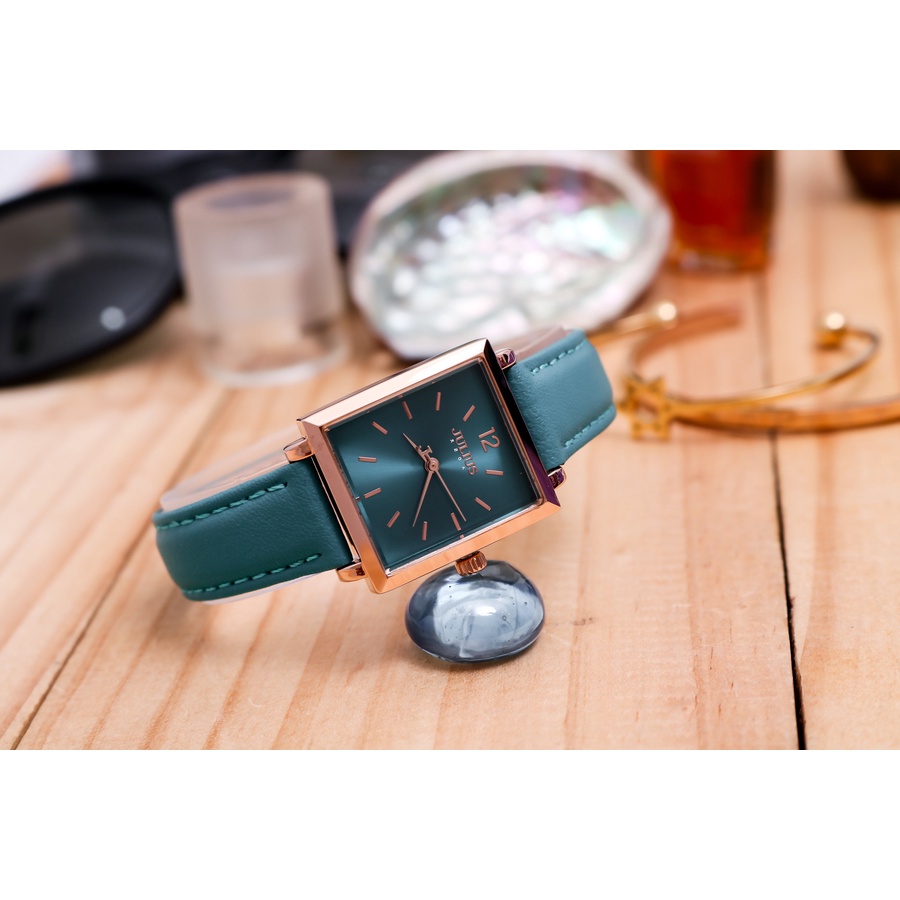 Julius Mall - Đồng Hồ Nữ mặt vuông Dây Da Julius JA-1322B Hàn Quốc