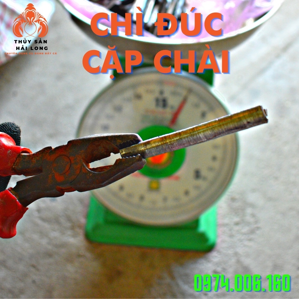 Chì viên thỏi đúc cặp chài, lưới vét - 1kg 35 viên dài 6 cm loại đẹp