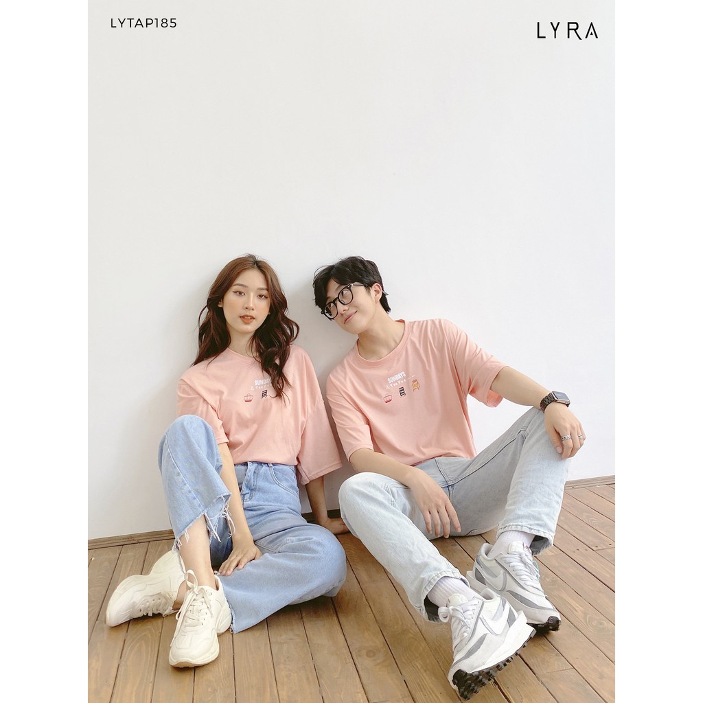 Áo phông  nam nữ Unisex Sunday LYRA, cotton basic dáng suông in chữ trẻ trung phong cách Hàn Quốc -LYTAP185