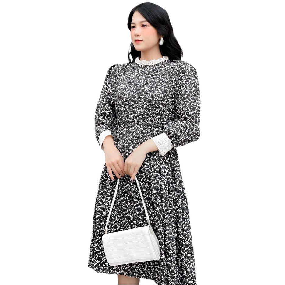 Đầm bầu xoè hoa nhí Hinata - dáng dài phối cổ ren xinh xắn DB032