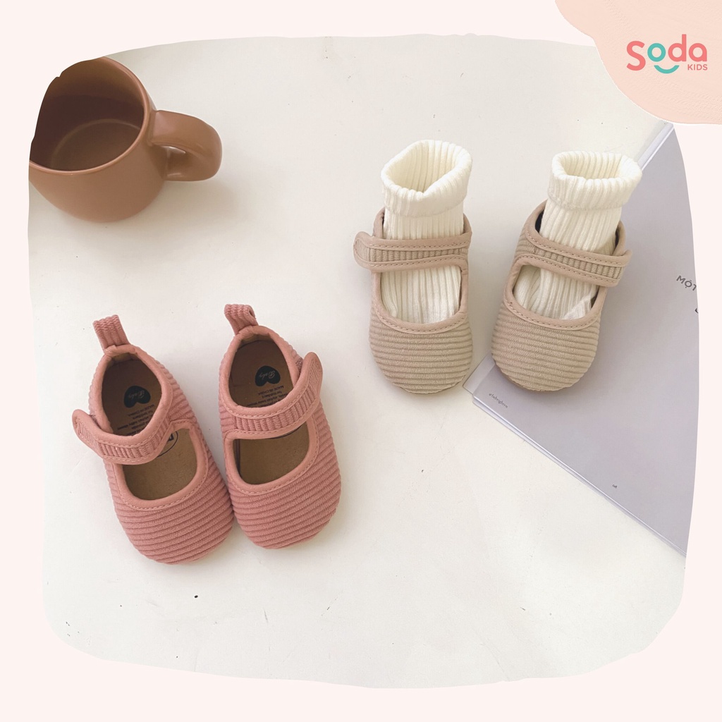 Giày tập đi vân nhung cho bé gái (Ảnh thật)