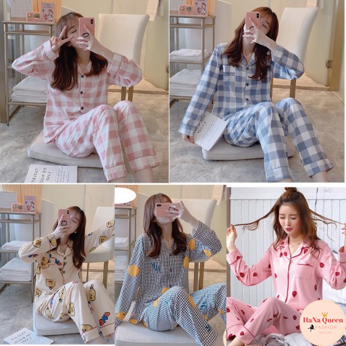 [Mã 12FASHIONSALE1 giảm 10K đơn 50K] [Sẵn hàng] Bộ đồ ngủ Pijama dài tay thu đông mẫu mới hot nhất (video cận chất)