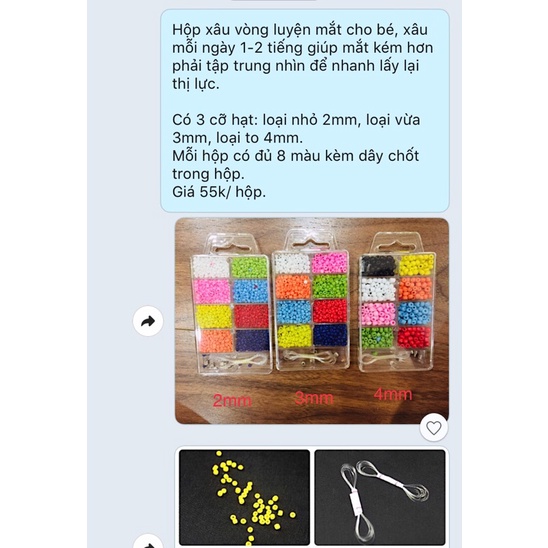 Hộp hạt cườm xâu vòng luyện mắt nhược thị