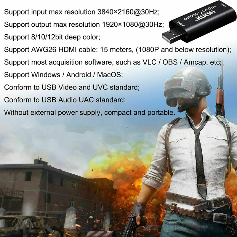 Colorfulswallowfly HDMI to USB Video Capture Card 1080P For Game / Live Streaming Portable CSF