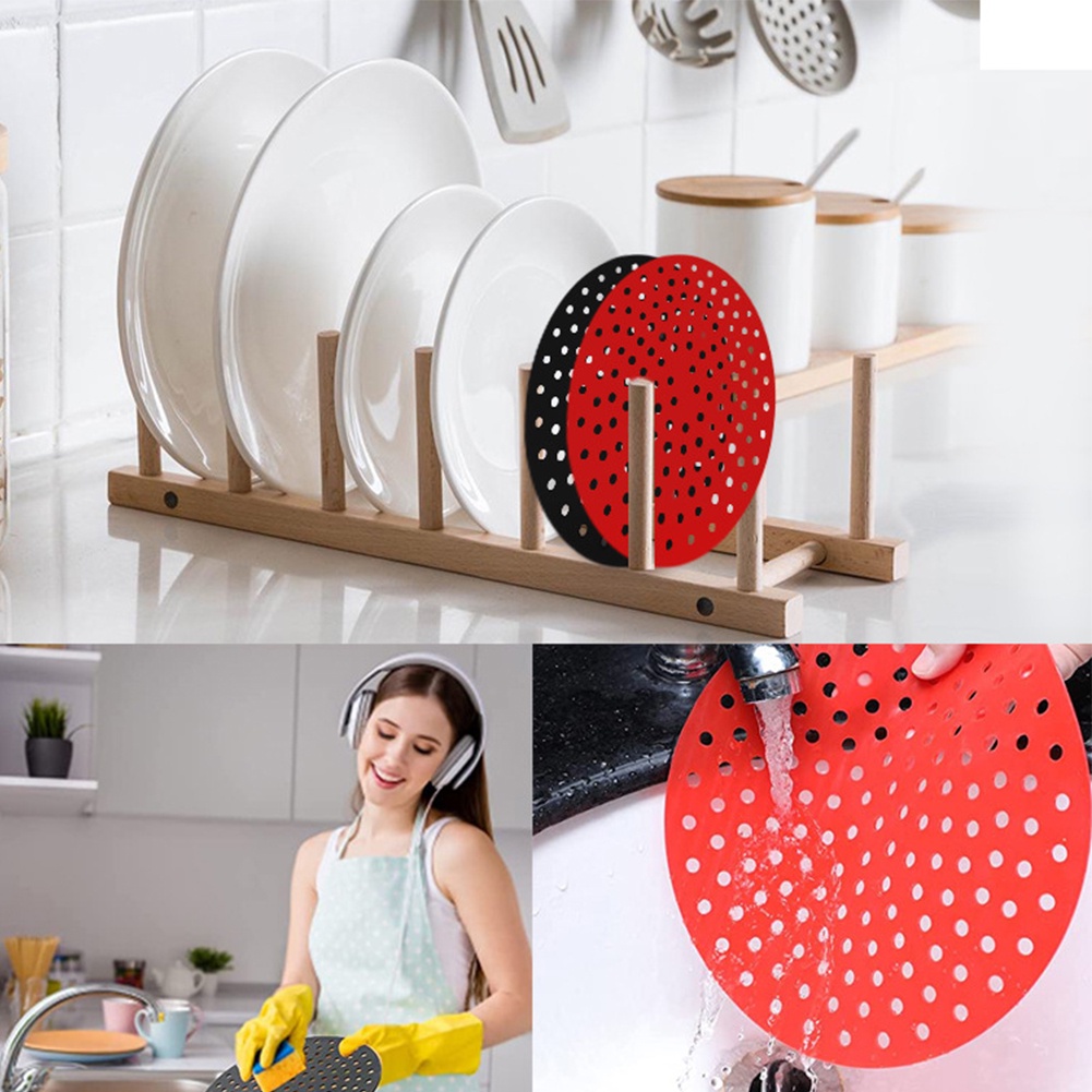 Miếng Lót Nồi Chiên Không Dầu Bằng Silicone Chống Dính Hình Tròn/Vuông Tiện Lợi