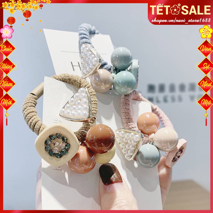 Dây buộc tóc nữ cao cấp - Set 4 dây cột tóc dễ thương, bền đẹp - NASI Store