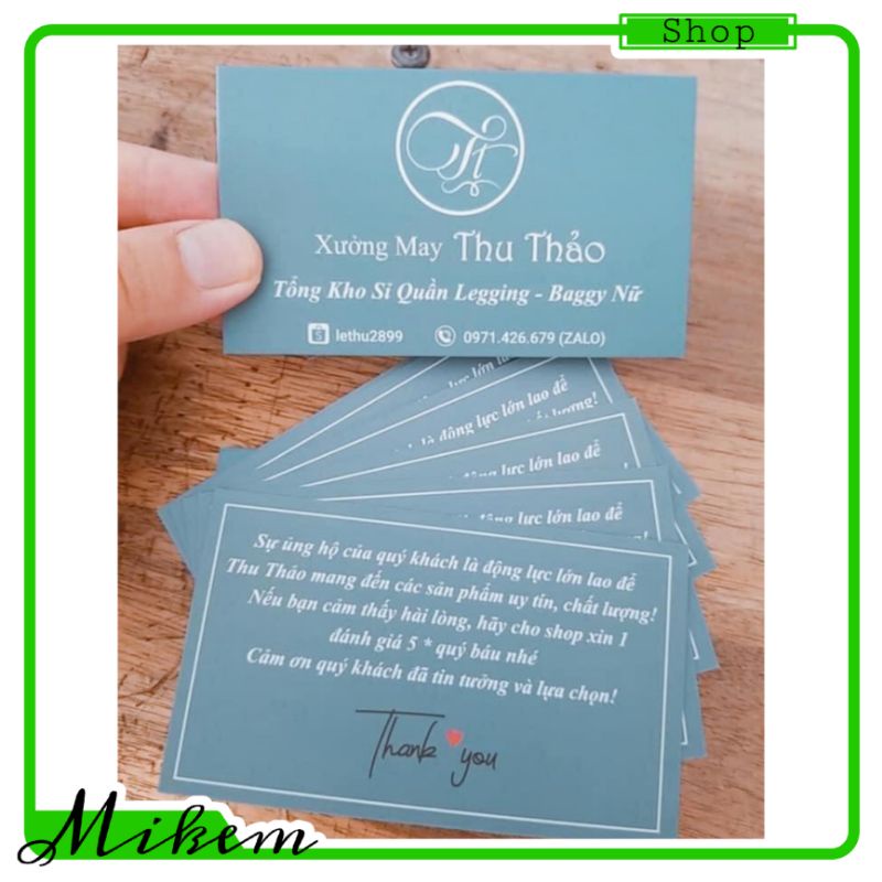 CARD VISIT, THANK YOU, PHIẾU TÍCH ĐIỂM IN THEO YÊU CẦU (hộp 50 card) _ Mikem