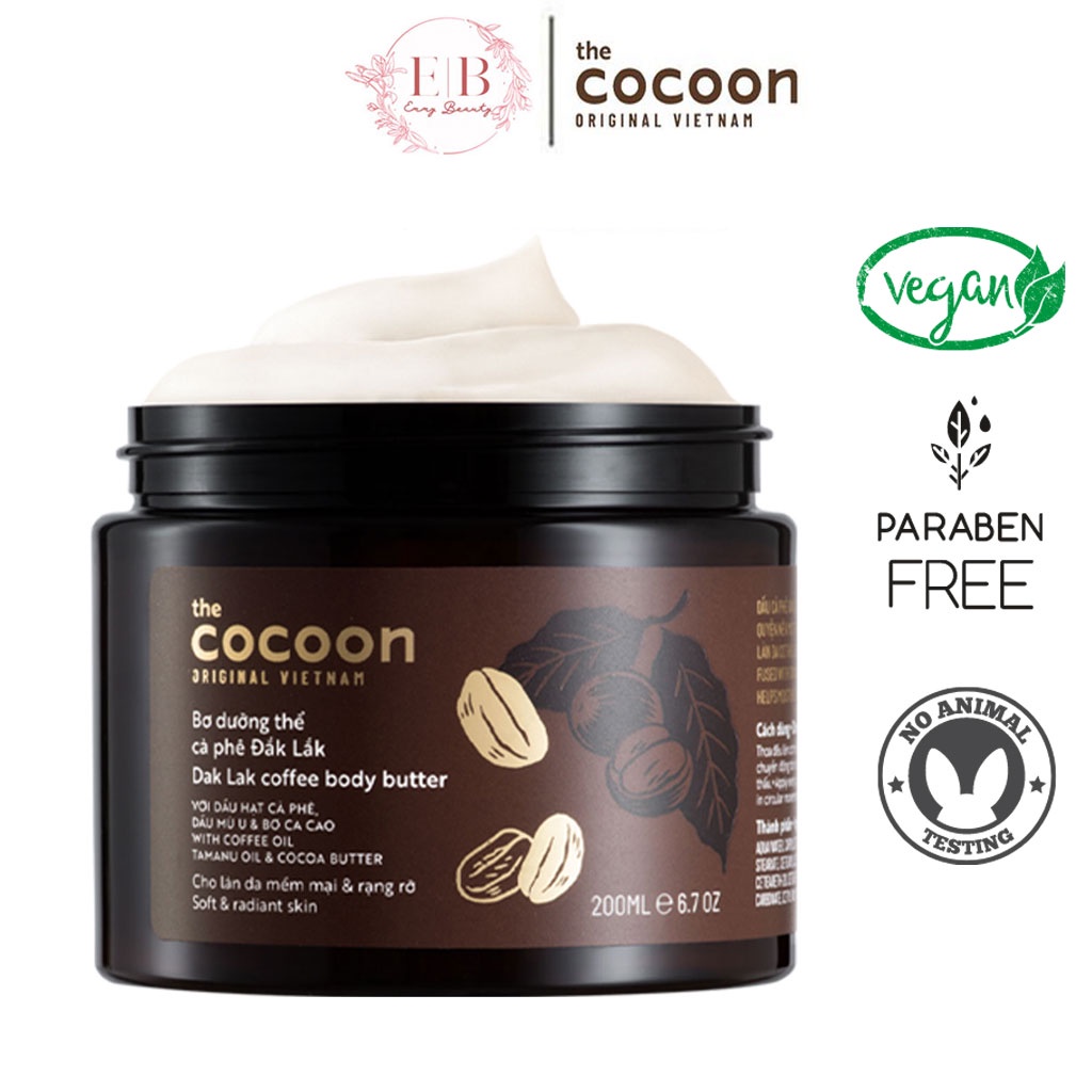 Bơ dưỡng thể Cà Phê Đắk Lắk Cocoon 200ml Giúp Dưỡng Ẩm Làm Trắng Da Body