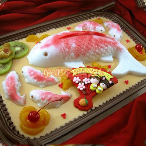 Khuôn nhựa lam thạch, rau câu, khuôn xôi hình cá chép