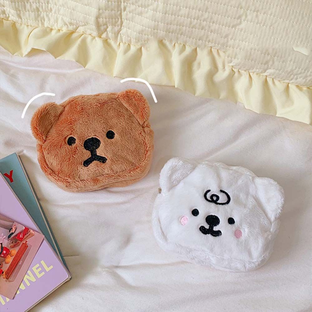 Ví đựng tai nghe / tiền xu nhỏ nhắn bằng vải có khóa kéo hình gấu hoạt hình nhiều màu dễ thương