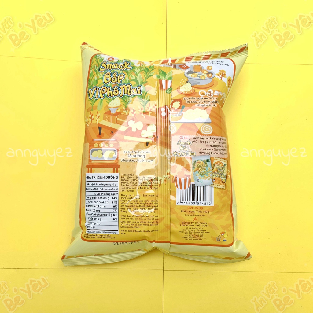 Bim bim Oishi snack bắp vị phô mai 32g pho mai phomai