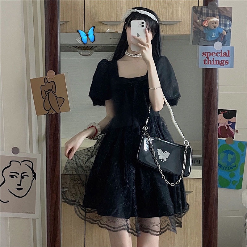 Jiashucheng Đầm Ngắn Dáng Ôm Eo Nhỏ Đính Nơ Phong Cách Pháp Ngọt Ngào Thời Trang Mùa Hè Dành Cho Bạn Nữ