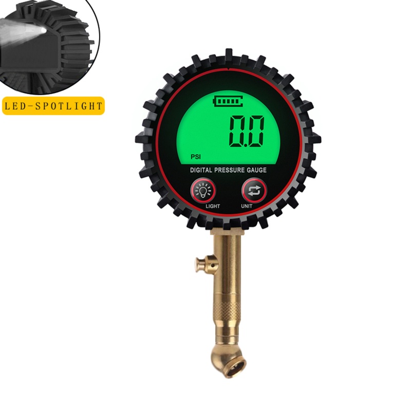 Đồng Hồ Đo Áp Suất Lốp Xe Kỹ Thuật Số 255PSI Với Ống Cao Su Kết Nối Nhanh Psi Bar Kpa Kgf Cm2