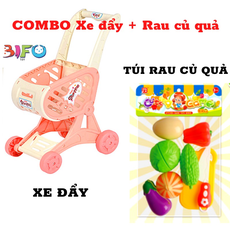 [Mã LIFETOYS1 giảm 30K đơn 99K] Combo đầu bếp tí hon đồ chơi nấu ăn xe đẩy siêu thị bánh kem cho bé thỏa sức vui chơi