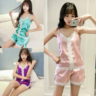 Đồ bộ nữ mặc nhà 2 dây lụa 💟 Giảm 20k Nhập mã (LunaDongu) 💟 Đồ ngủ nữ lụa cao cấp mát mẻ