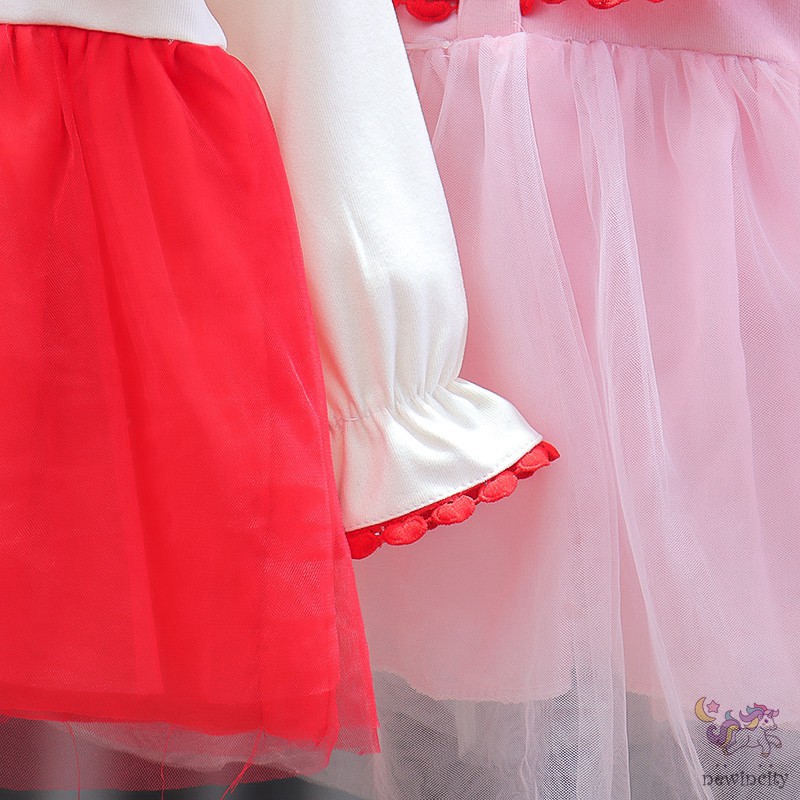 Đầm Dài Tay Thêu Hình Quả Dâu Dễ Thương Cho Bé