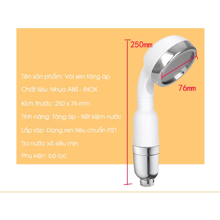 Vòi Sen ăng áp hạt lọc công nghệ Nano áp suất cao - siêu tiết kiệm nước Bảo hành 12 tháng
