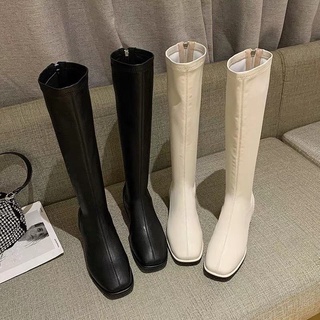 Bốt đùi gót vuông  da lì