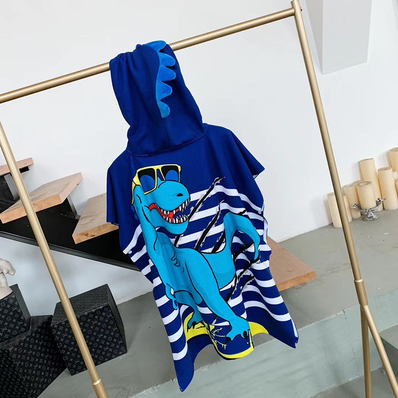 Khăn tắm dạng áo choàng có mũ trùm đầu cỡ 75*150cm hoạ tiết kỳ lân/cáp mật hoạt hình cho bé